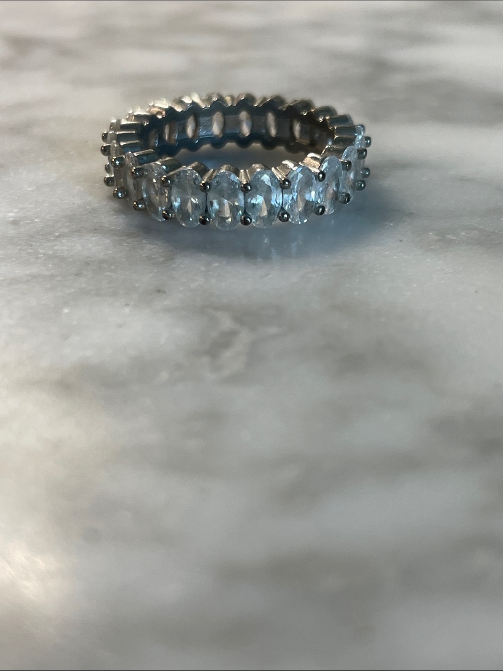 Stainless steel Silver Crystal Eternity Band Ring - Clear CZ Stones size 7